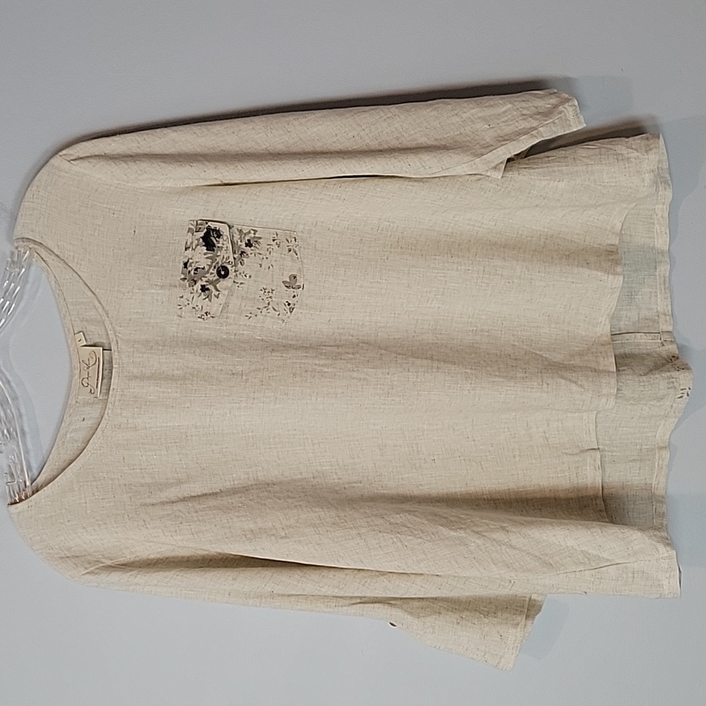 Women's Cream Blouse with Pocket Detail